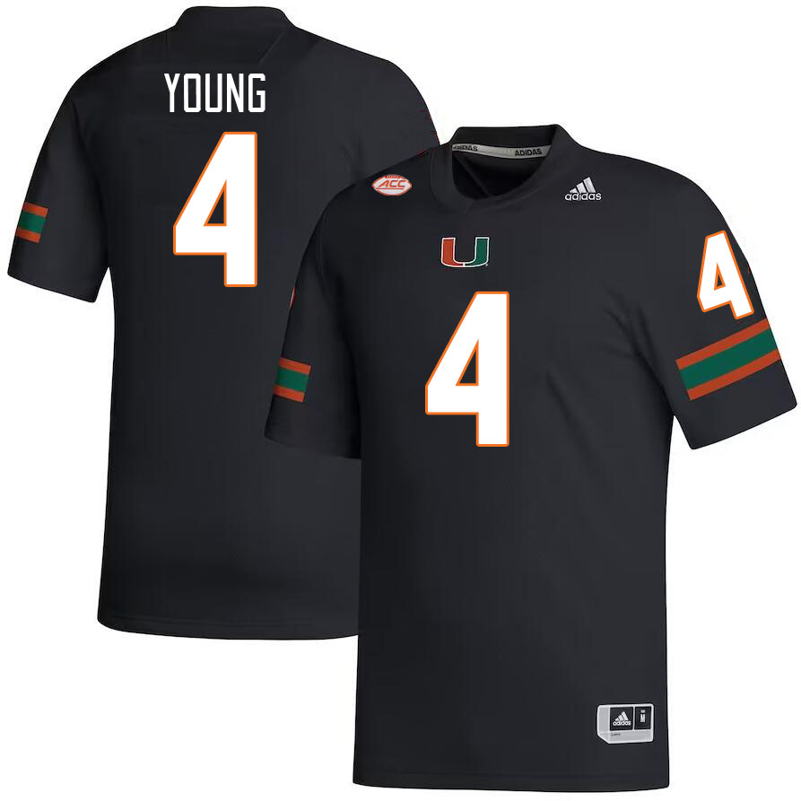 Men #4 Colbie Young Miami Hurricanes College Football Jerseys Stitched-Black